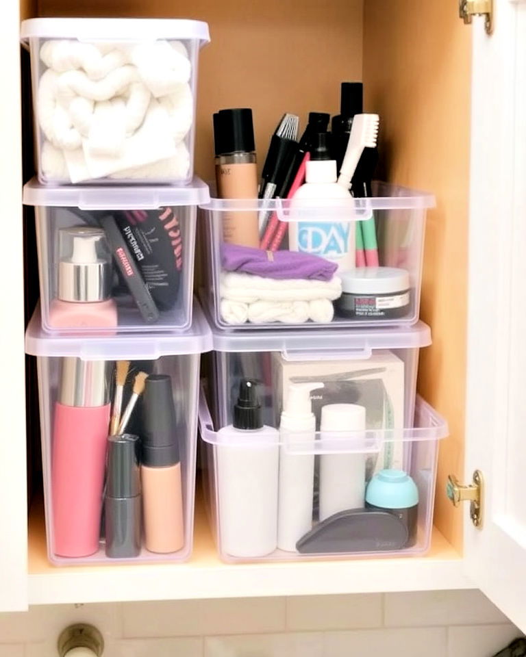 clear bins for categorization