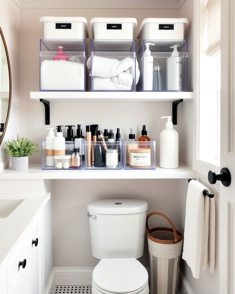 clear bins for open shelving