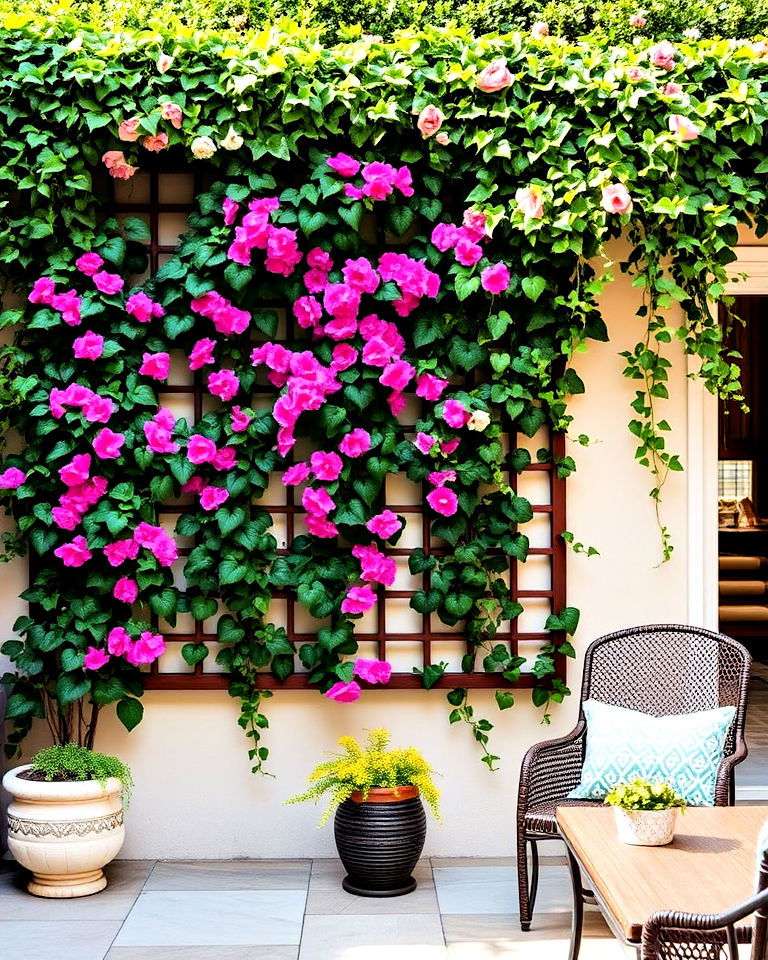 climbing plants on trellises