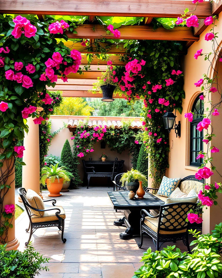 climbing vines and ivy spanish style patio