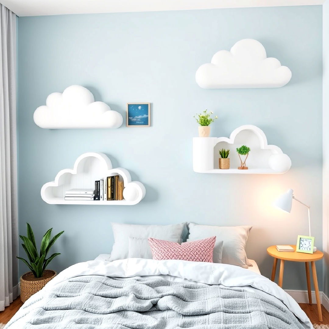 cloud design floating shelves idea
