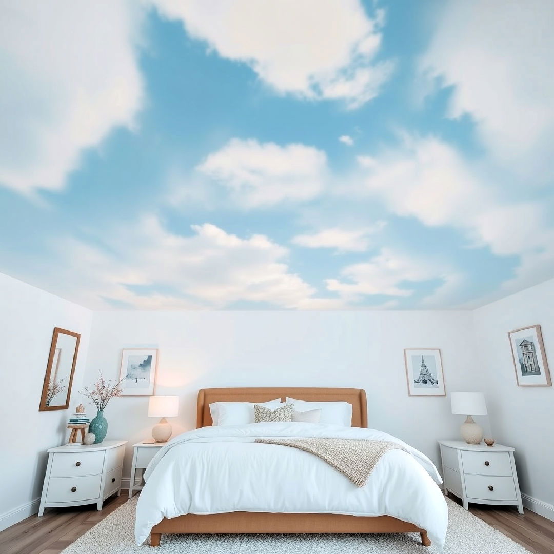 cloud themed bedroom ceiling paint