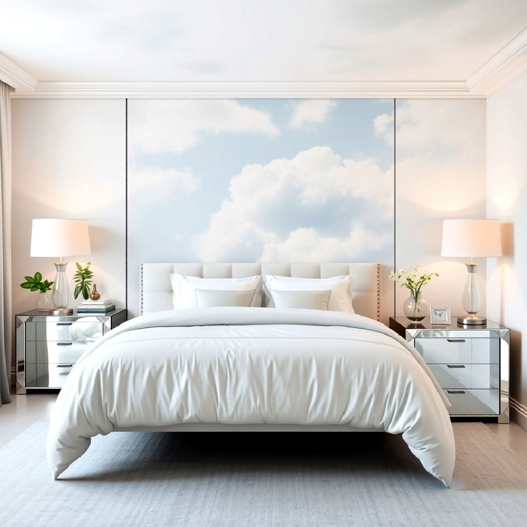 cloud themed bedroom mirrored furniture