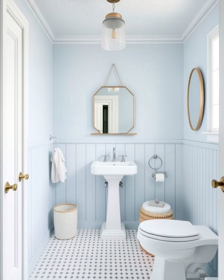 coastal blue beadboard bathroom