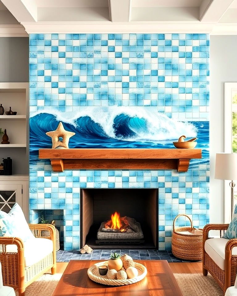 coastal inspired tile mural