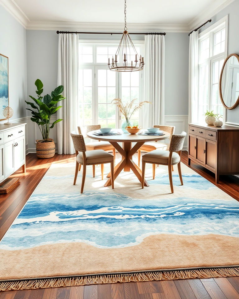 coastal themed rug for dining room