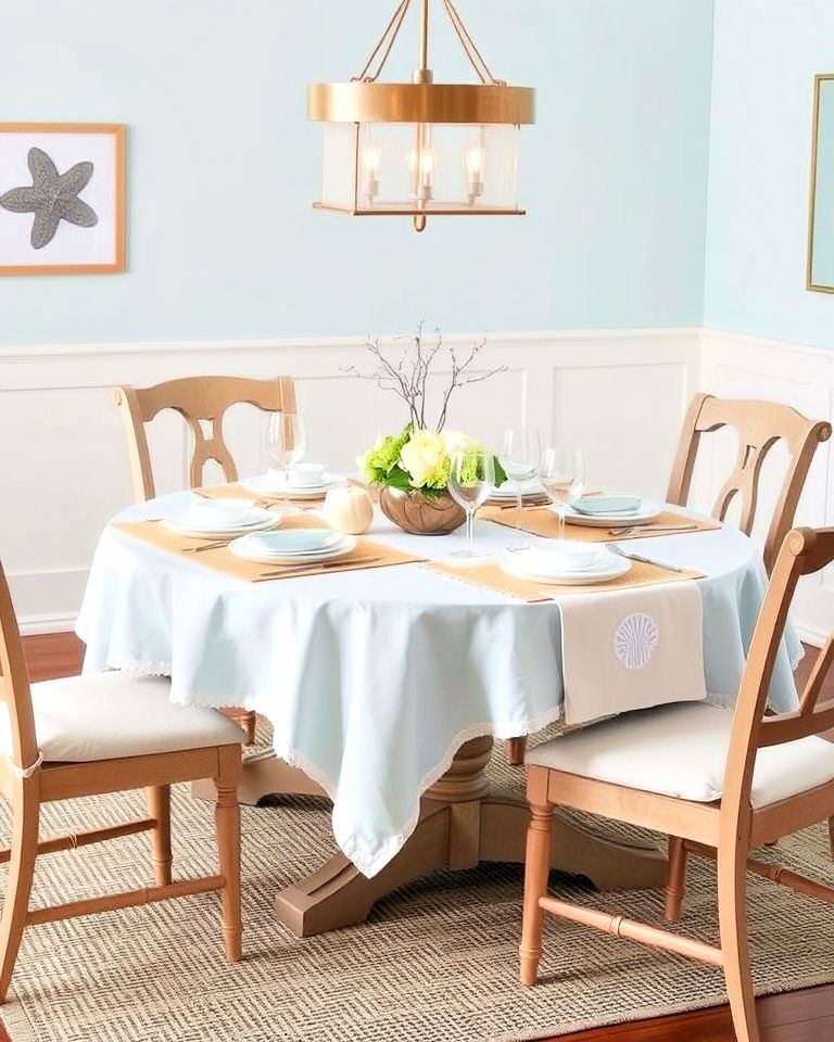 coastal themed table linens