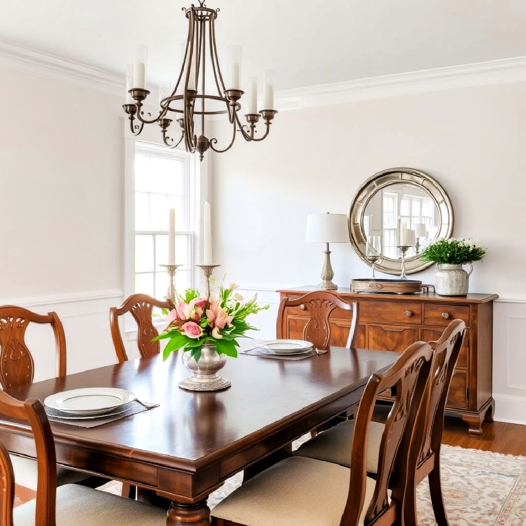 colonial dining room pewter and copper accent