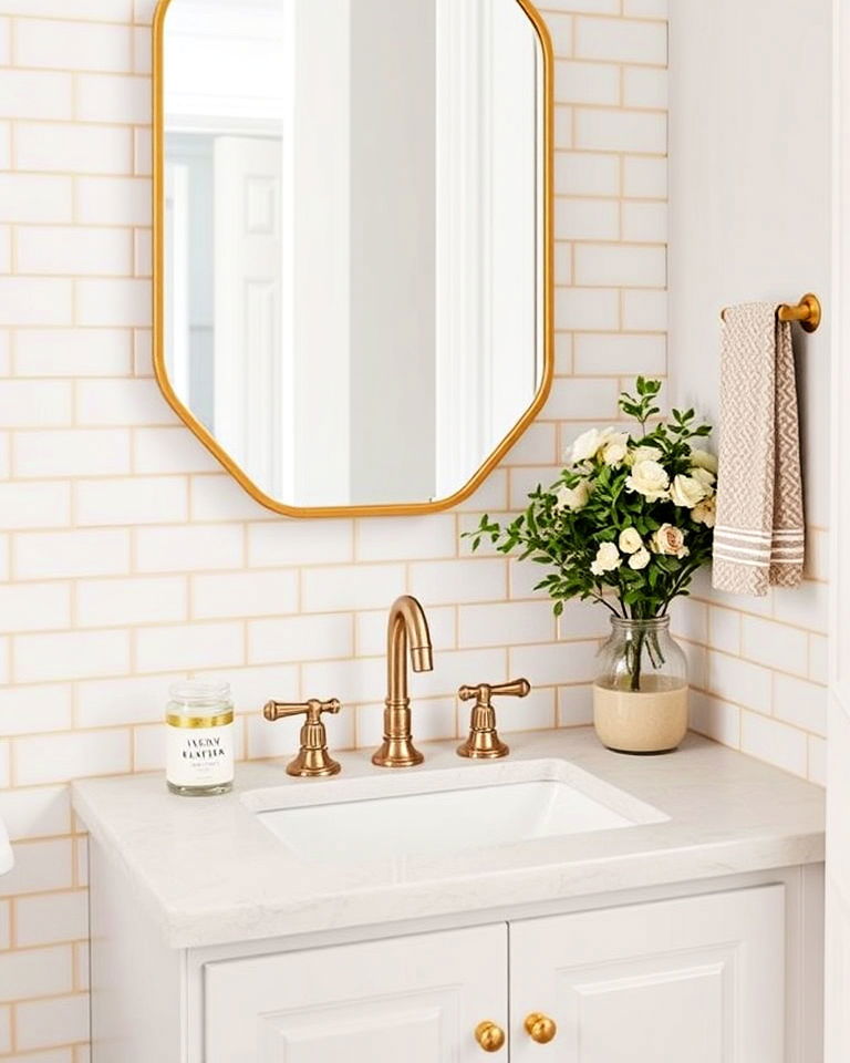 colored grout accents backsplash bathroom