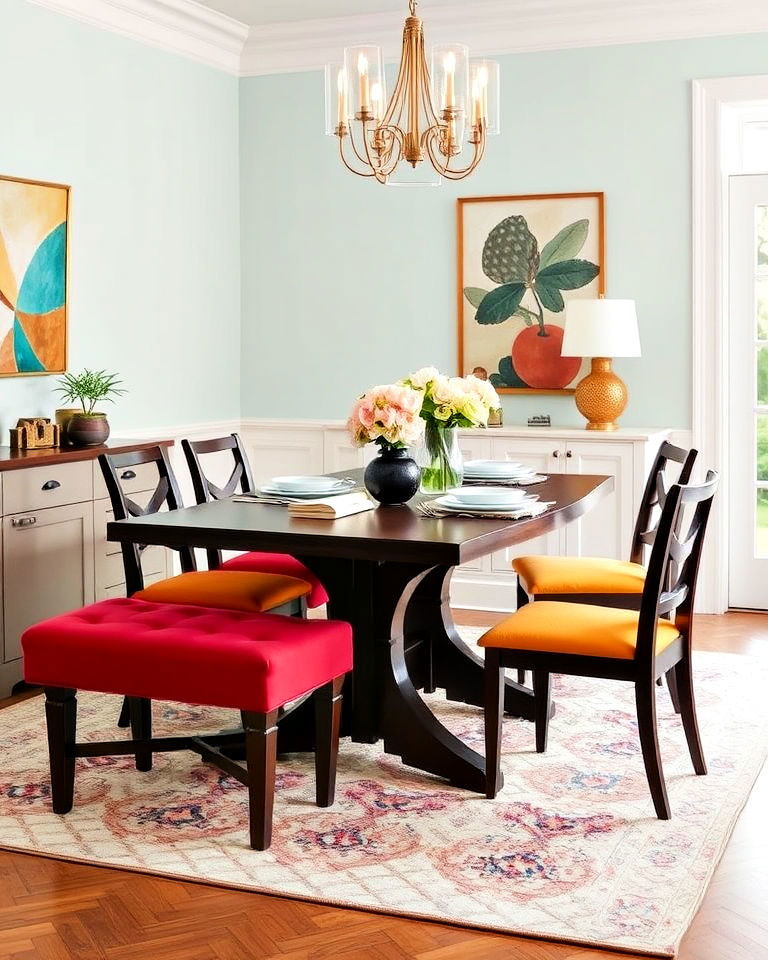 colorful bench seating