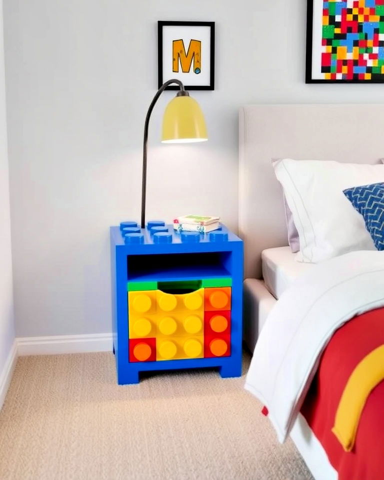 colorful lego bedside table