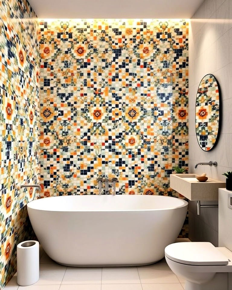 colorful mosaic walls for bathroom