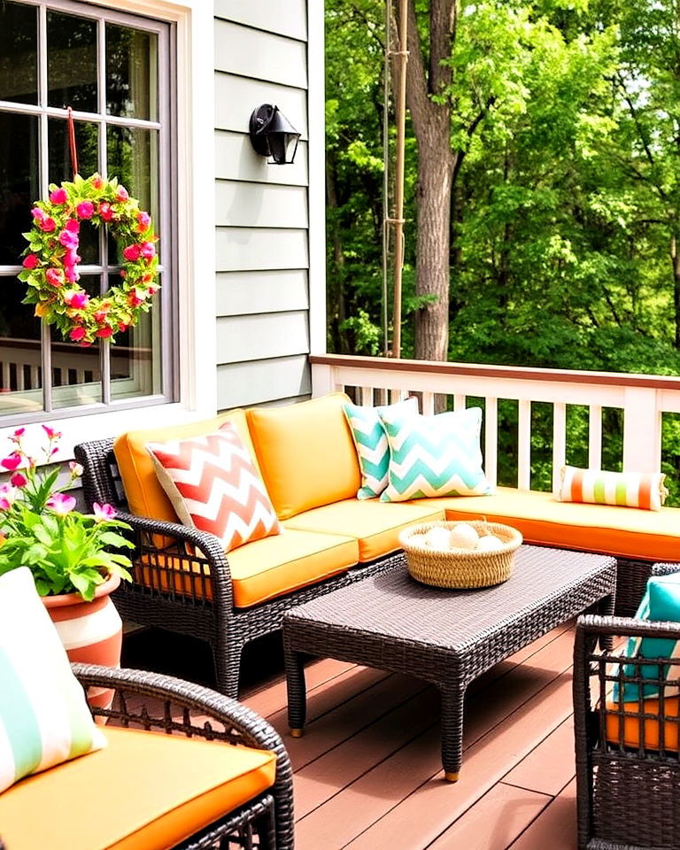 colorful outdoor cushions for deck sofa