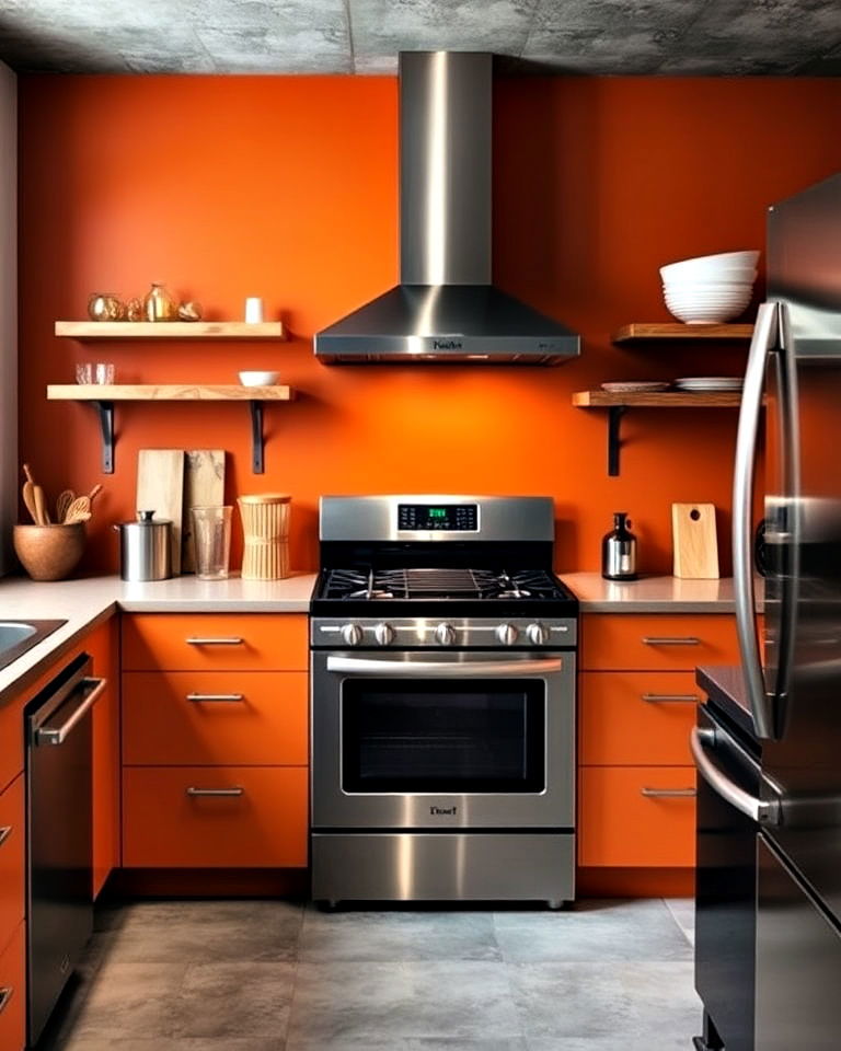 combine burnt orange with stainless steel