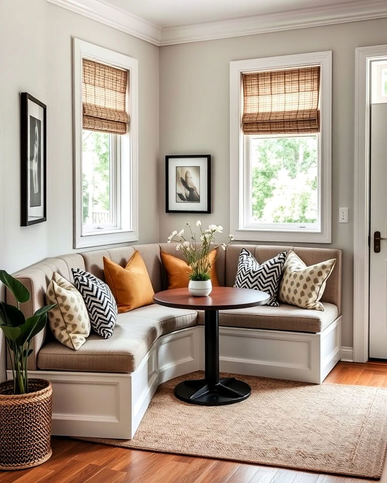 comfortable banquette in a home office