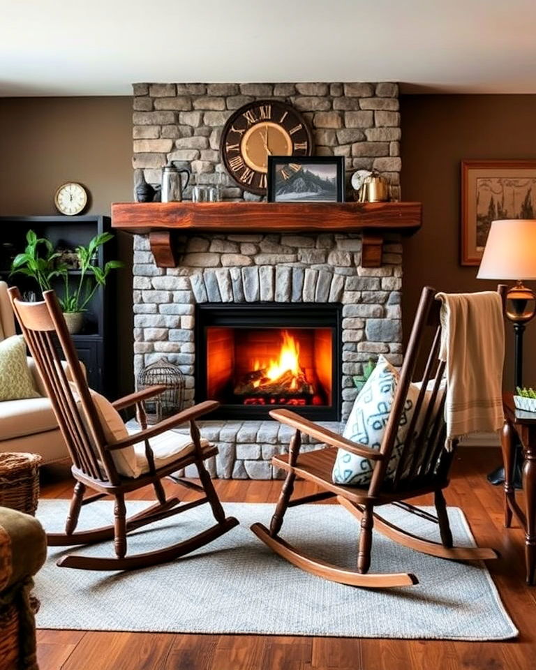 comfortable rocking chairs for fireplace seating