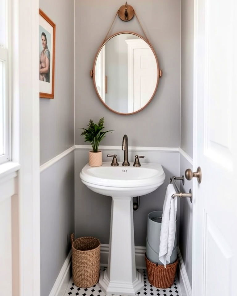 compact pedestal sink for a small half bath