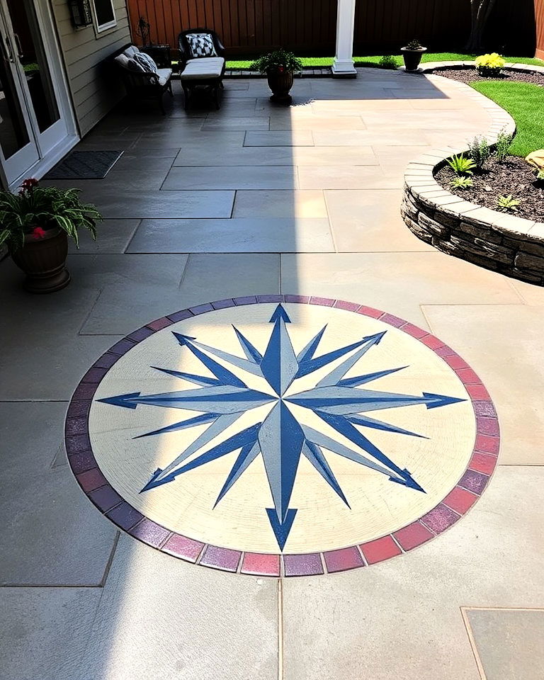 compass rose design concrete patio