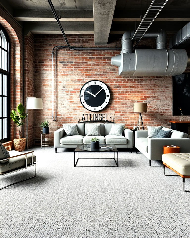 complement industrial design with grey carpet