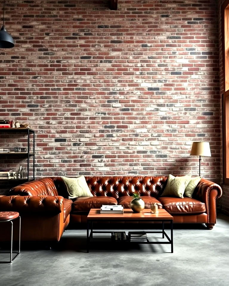 concrete floors with exposed brick walls