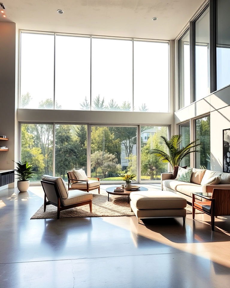 concrete floors with large windows