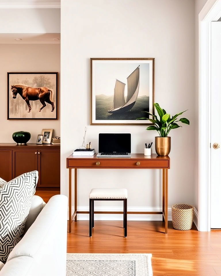 console desk in the entryway of your living room