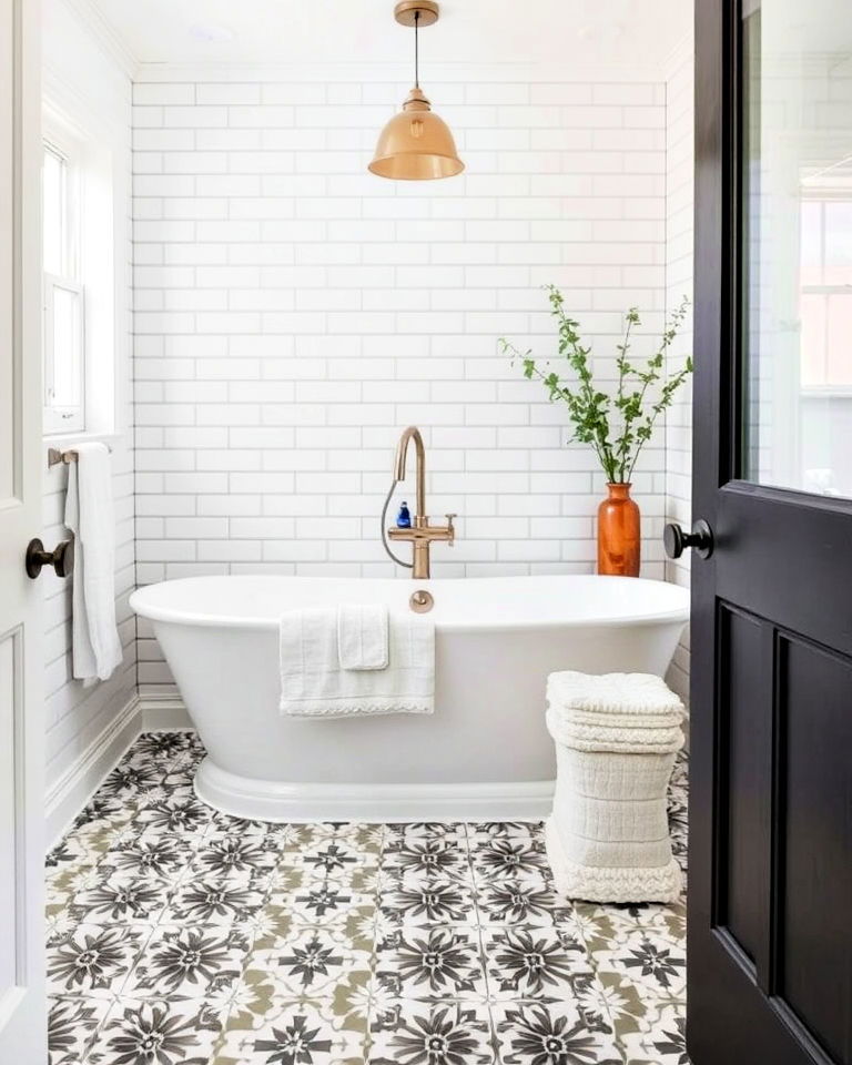 contrasting tile patterns