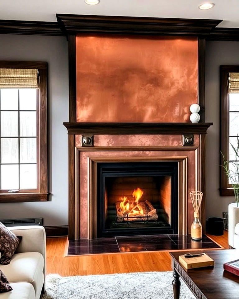 copper sheet fireplace surround