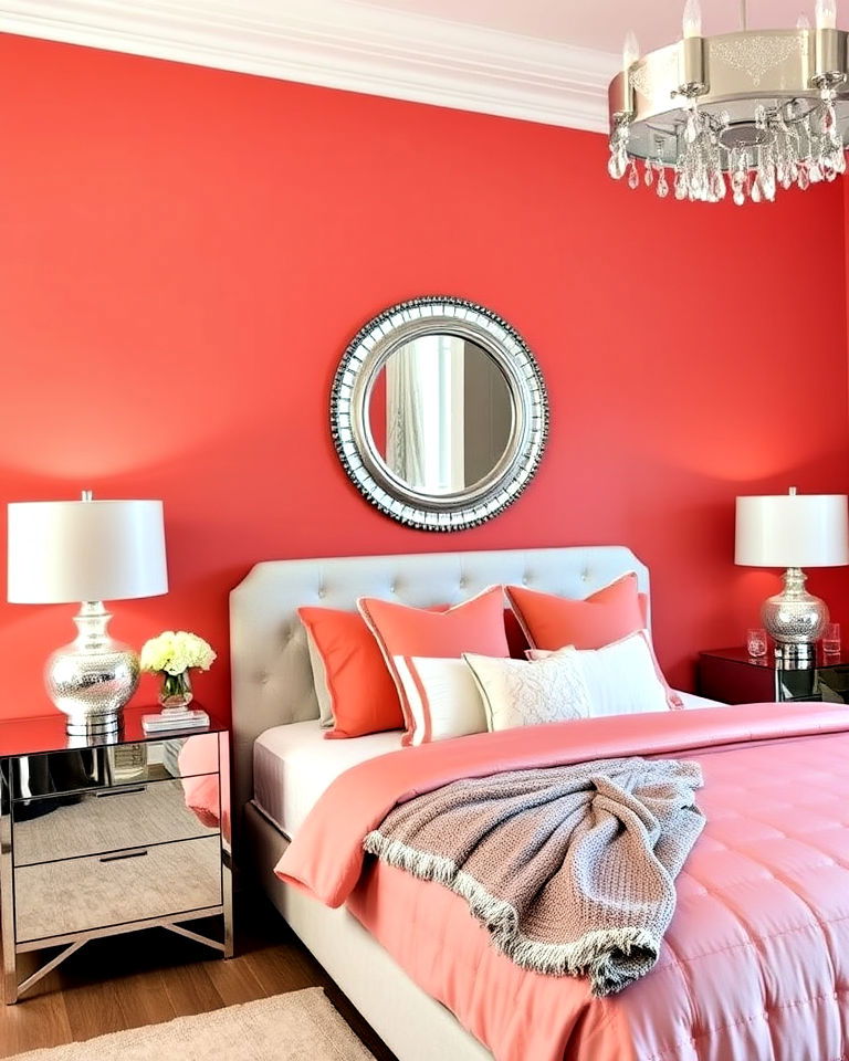 coral and silver accents