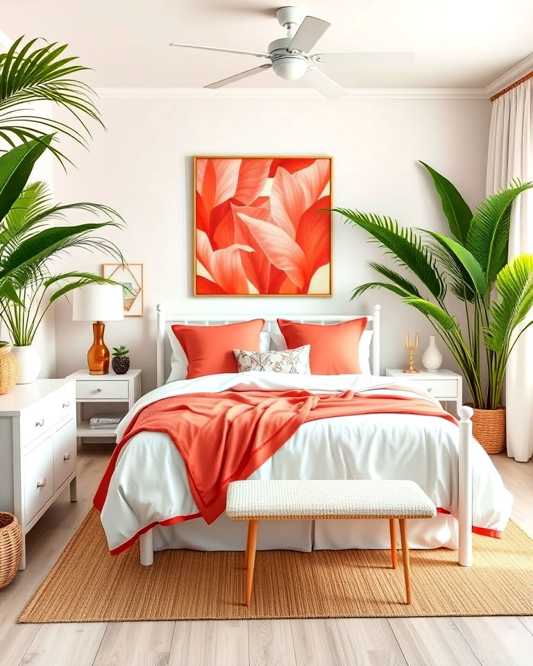 coral and white tropical vibe