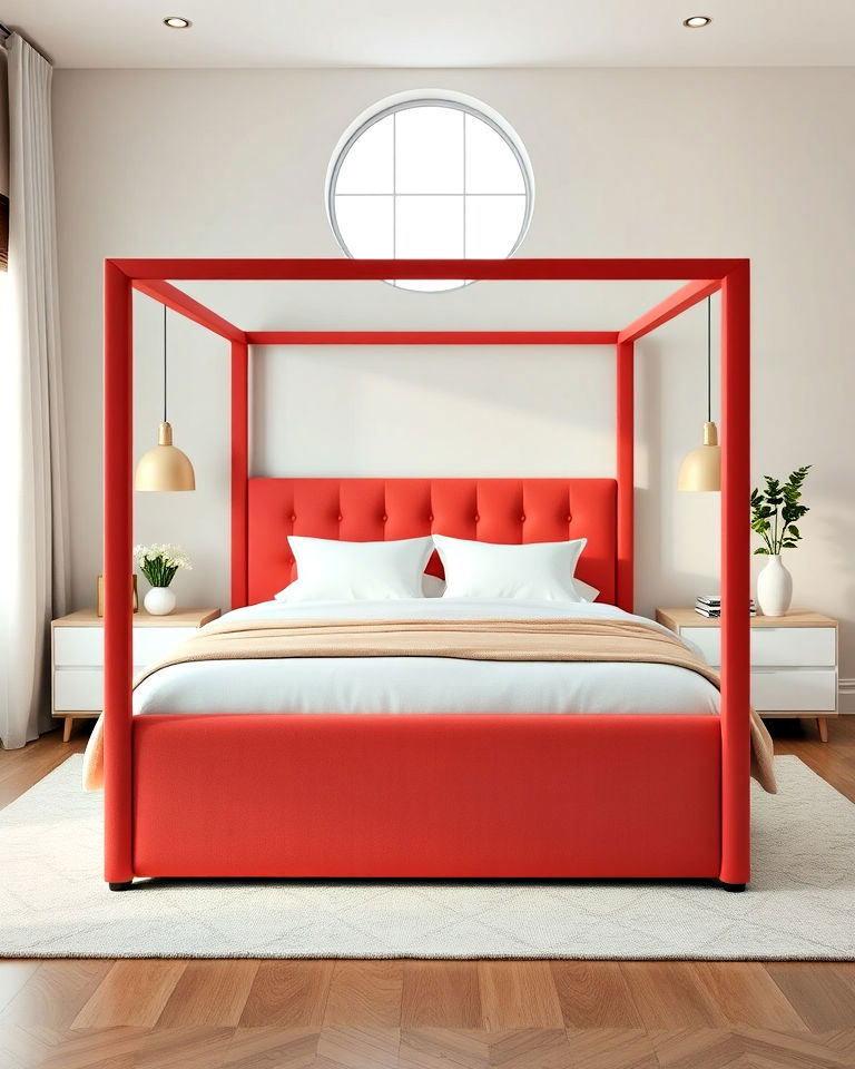 coral bed frame as a focal point