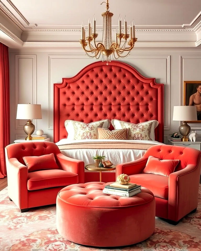 coral velvet upholstery