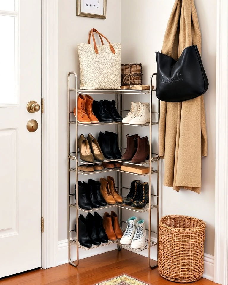 corner entryway shoe rack