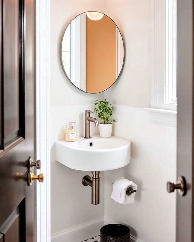 corner sink for tight half bath spaces