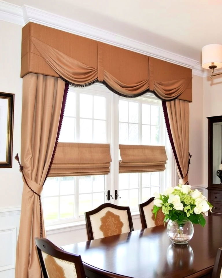 cornice box for a dining room window treatment