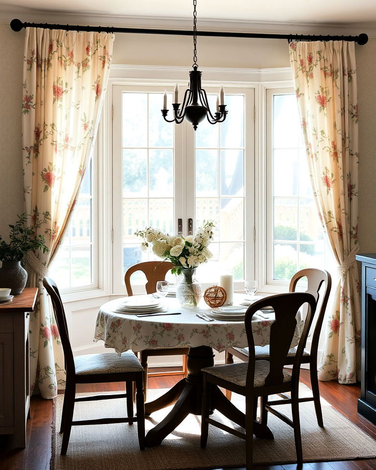 cottage style drapery dining room