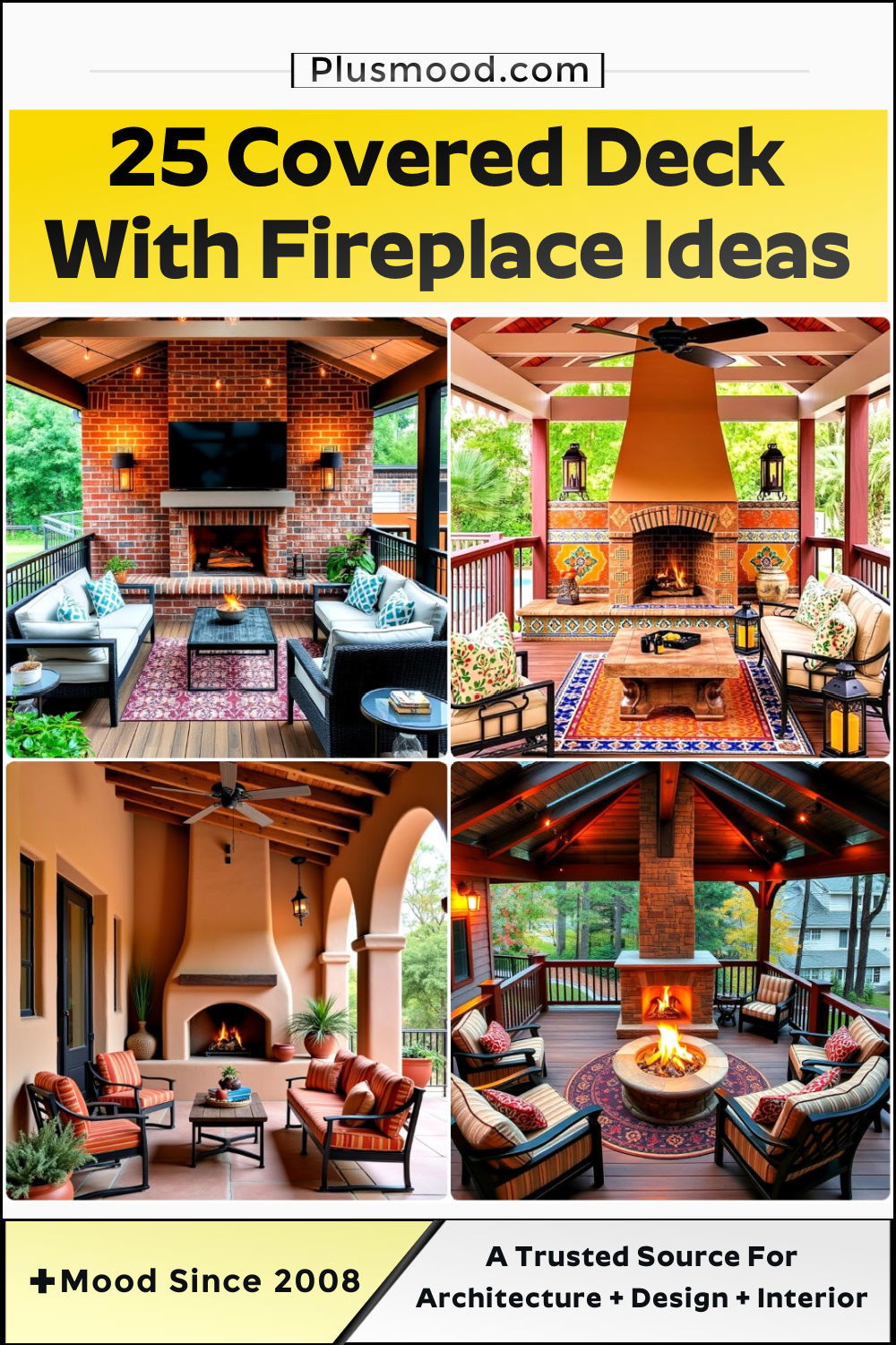 covered deck with fireplace ideas and inspiration