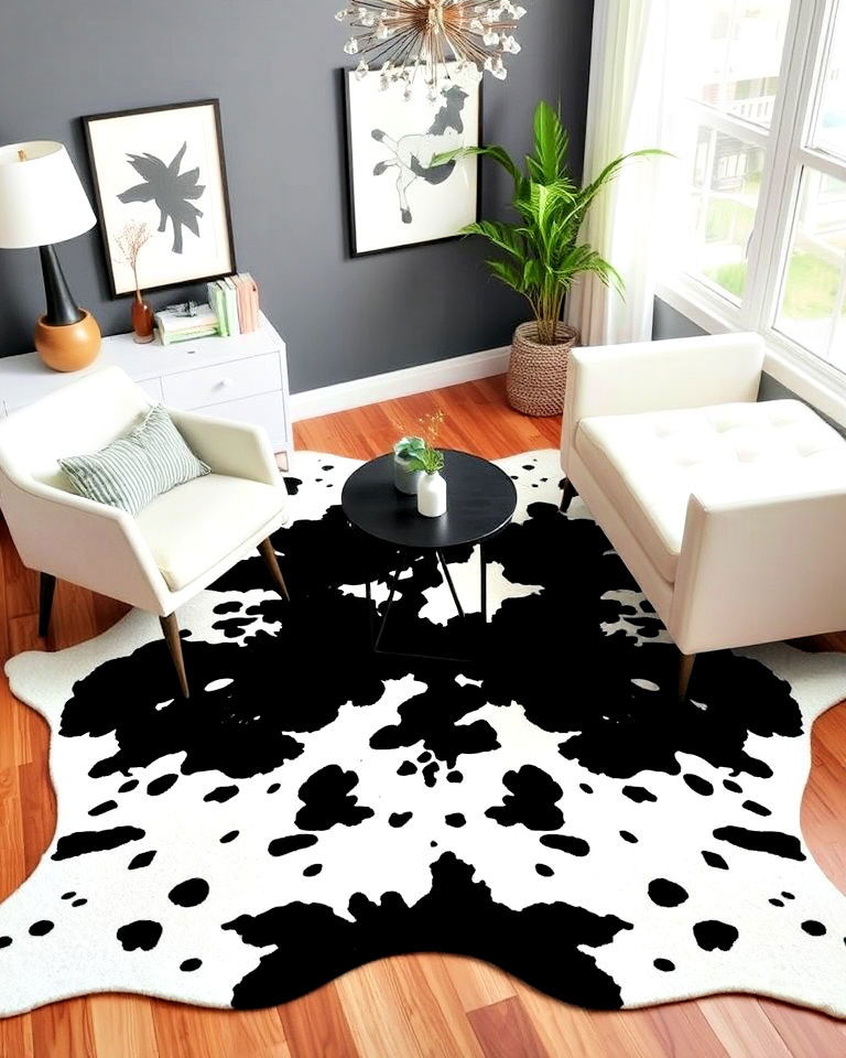 cow print area rug