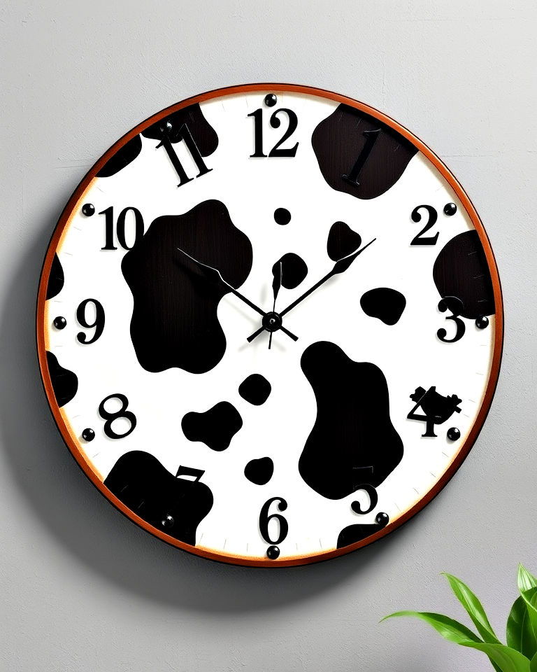 cow print clock