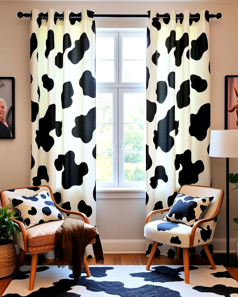 cow print curtains