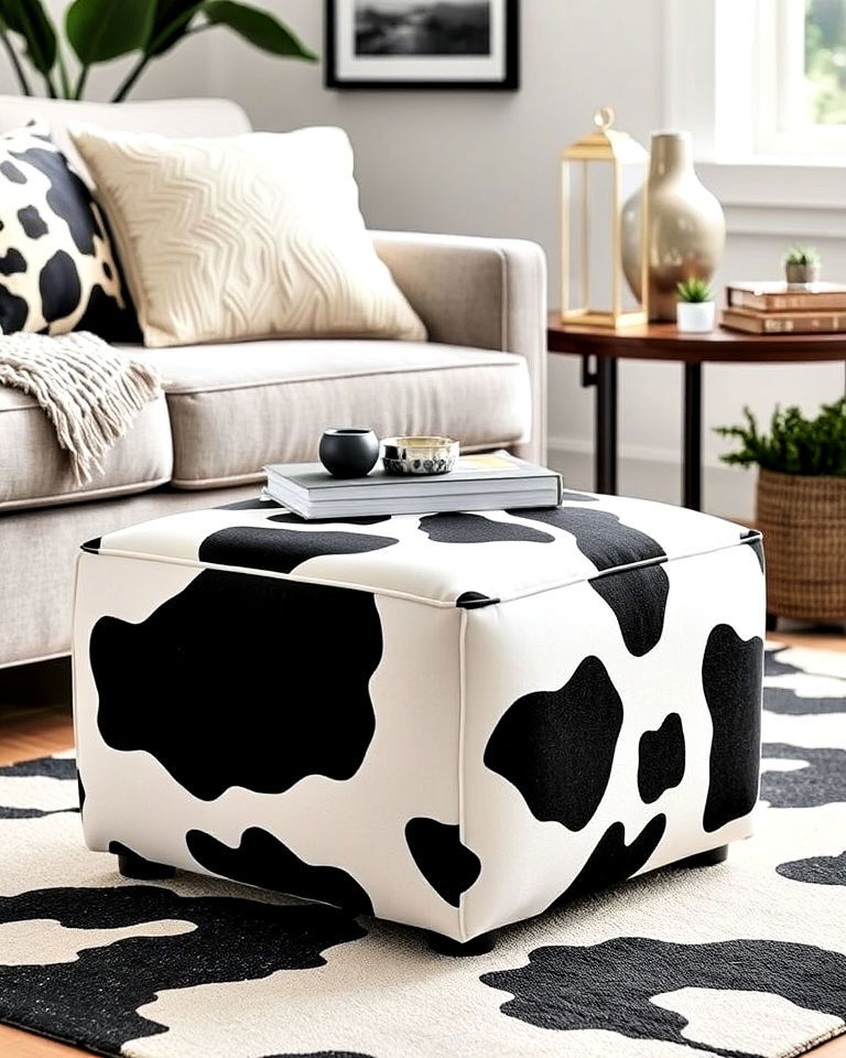 cow print ottomans