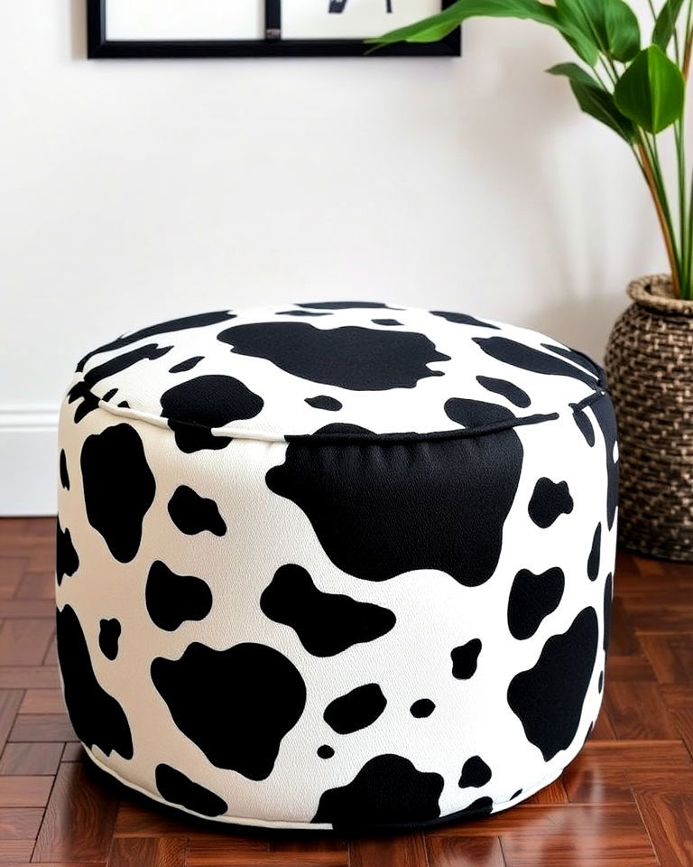 cow print pouf