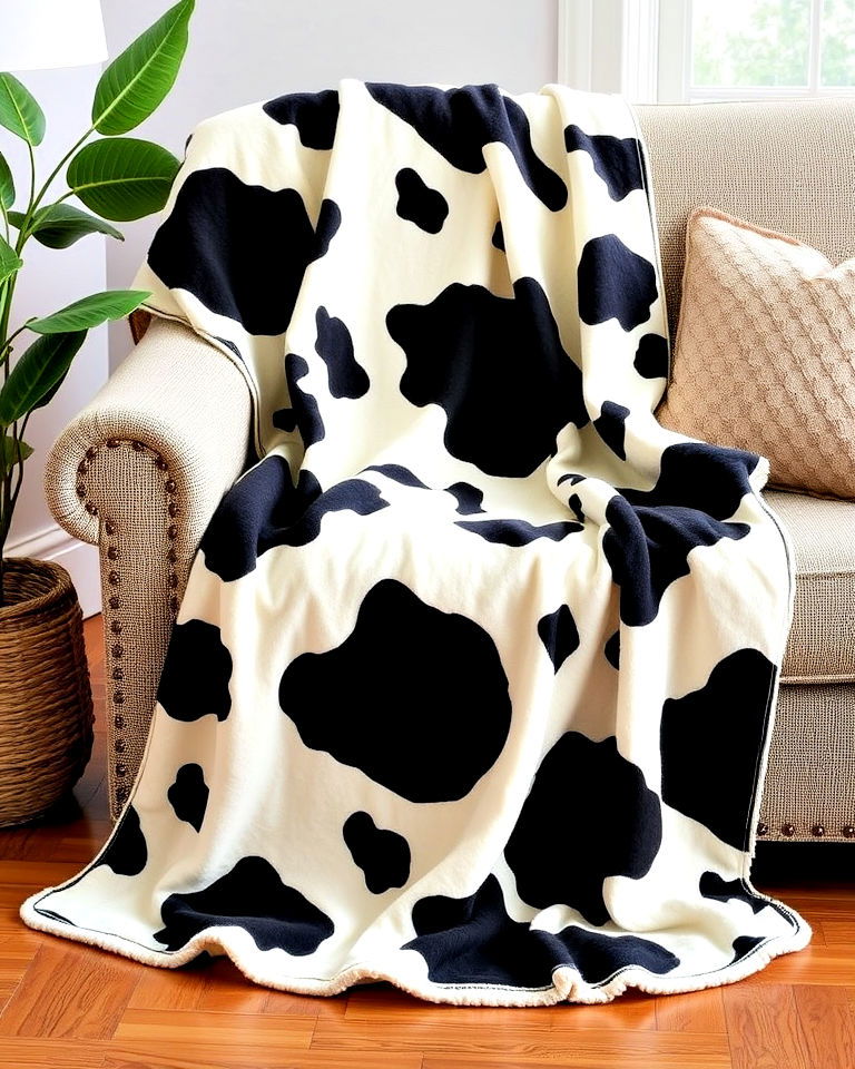 cow print throw blanket