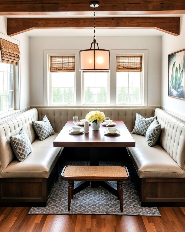 cozy banquette with a wraparound bench