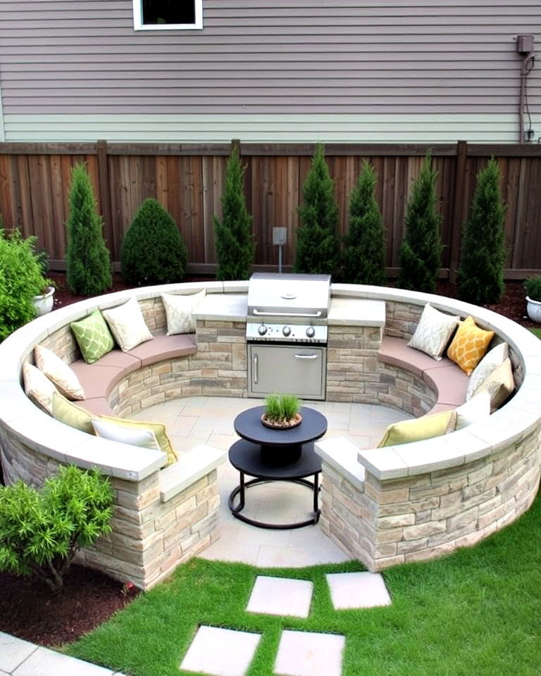 cozy bbq with built in seating