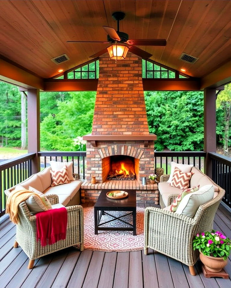 cozy built in fireplace seating