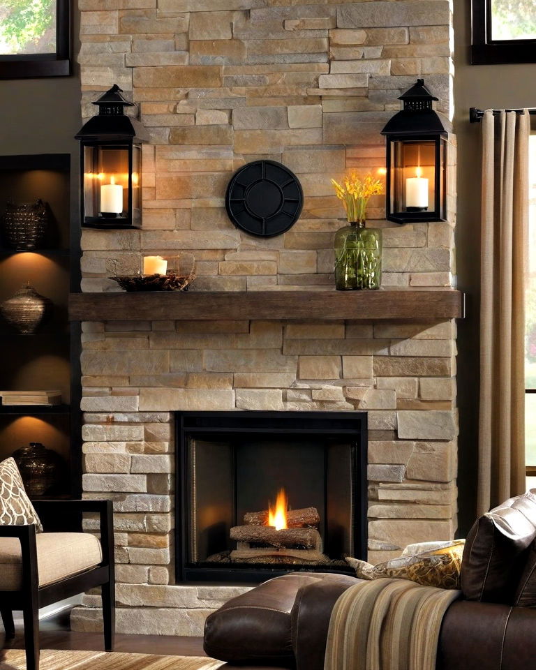 cozy candle lantern sconces for fireplace