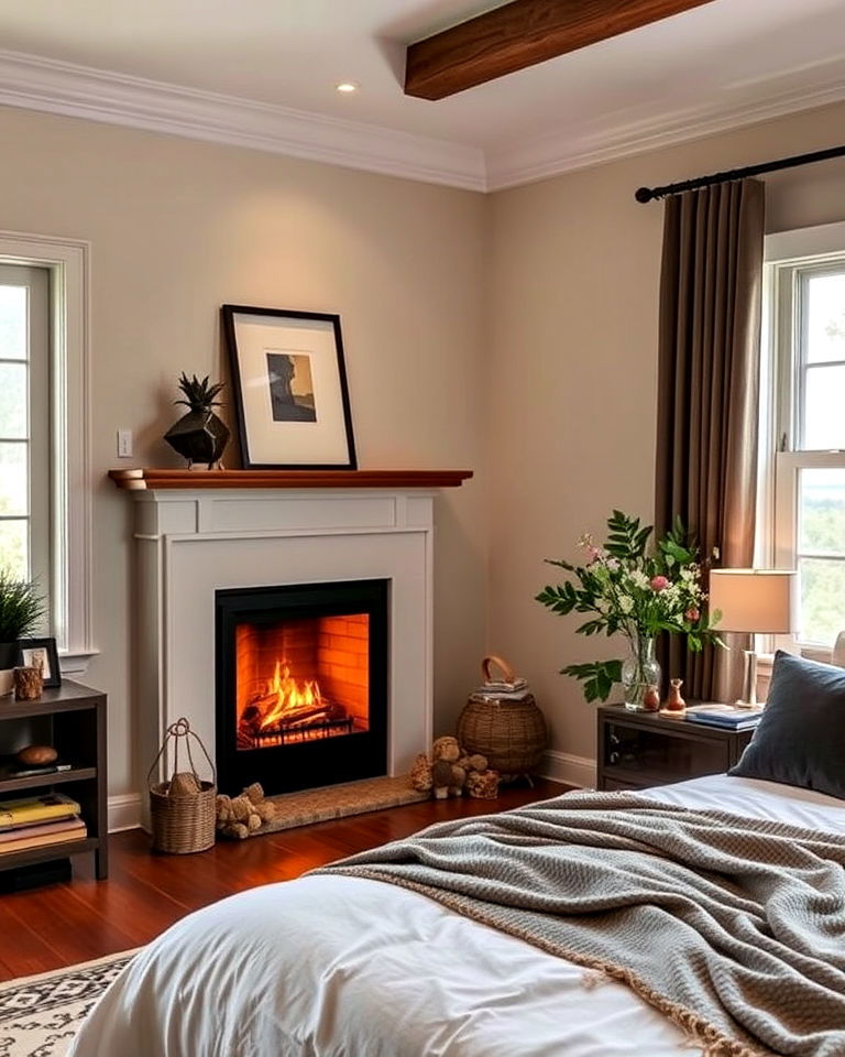 cozy corner bedroom fireplace