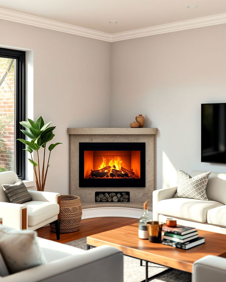 cozy corner gas fireplace