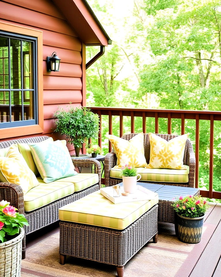 cozy deck seating with cushions